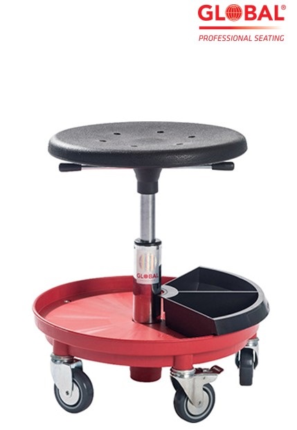 Табурет Sigma 400P 370-500 мм на колесах, красная подставка для инструментов - Storit