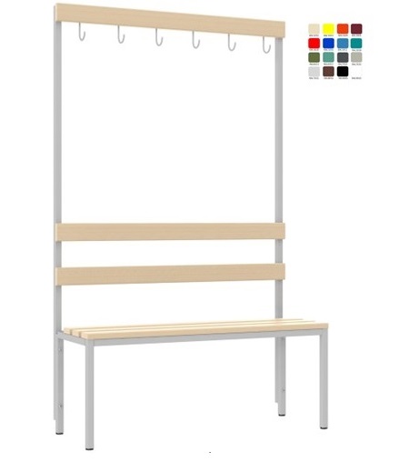 Bench Storit with 6 hooks, onesided 1000×1650 mm, RAL7035 - Storit