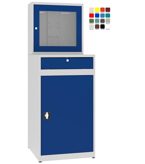 Computer cabinet Storit SmK 4, RAL7035/5010, for up to 23″ screen - Storit