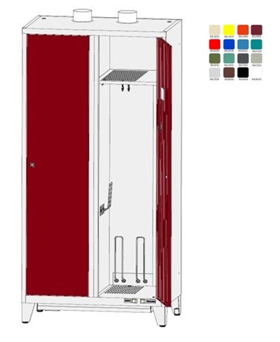 Шкаф для одежды 2×400 мм, вентиляции, отопления, RAL7035/7035 - Storit