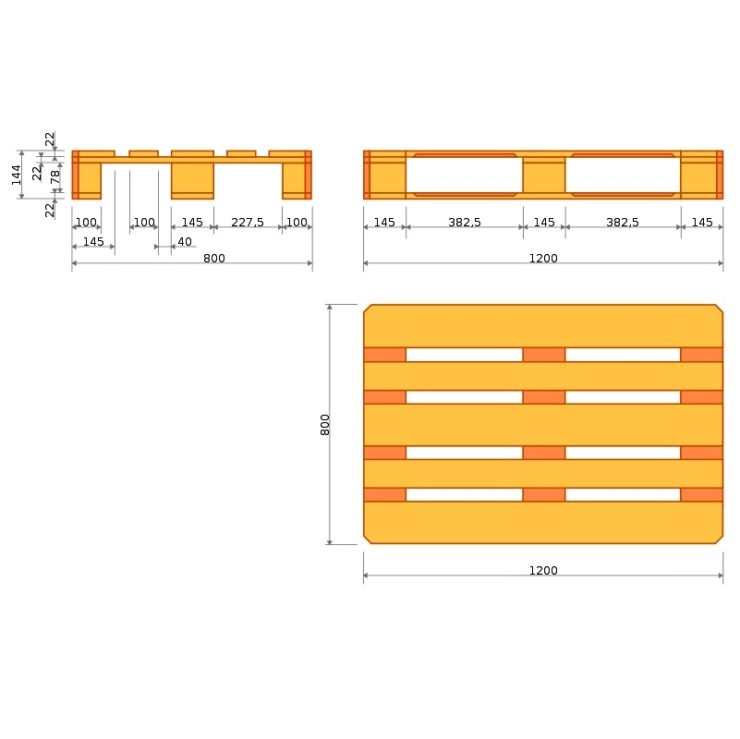 EURO pallet 1200x800x144mm, with a stamp - Storit