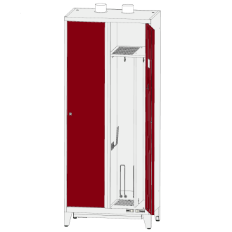 Шкаф для одежды с элементами вентиляции и отопления, с перегородкой - Storit