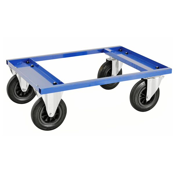 Half pallet trolley 800x600x270mm, with wheels blue - Storit