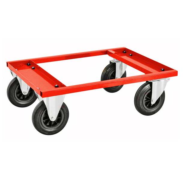 Half pallet trolley 800x600x270mm, with wheels red - Storit