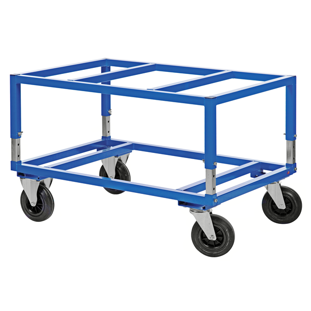 Adjustable height EURO pallet trolley, blue - Storit