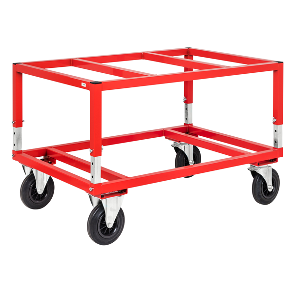 Adjustable height EURO pallet trolley, red - Storit