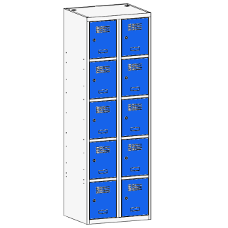 Compartment locker 2x300mm x5, RAL7035/5010 - Storit