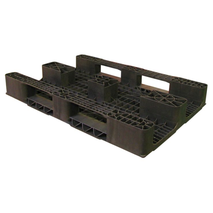 Pallet 1200x800x150(dxwxh) plastic, smooth, black foot board - Storit