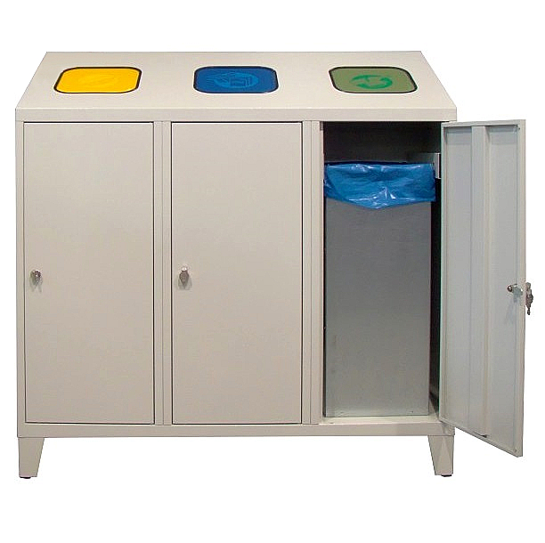 Шкаф для мусорных контейнеров, 2 контейнера и 1 рама для мусорного пакета - Storit