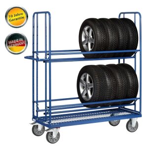 Tyre rack with wheels H1800xL1600mm, blue - Storit
