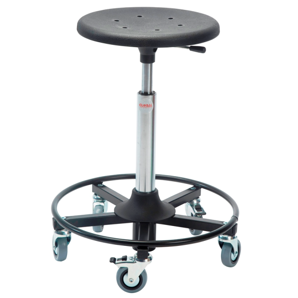 Sigma 480RS stool, 540-800mm (h) with castors, with a foot rest ring, PU foam - Storit