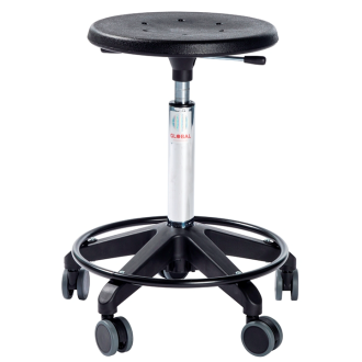 Sigma-Octopus stool 540-730mm with castors, with a foot rest ring, PU foam - Storit