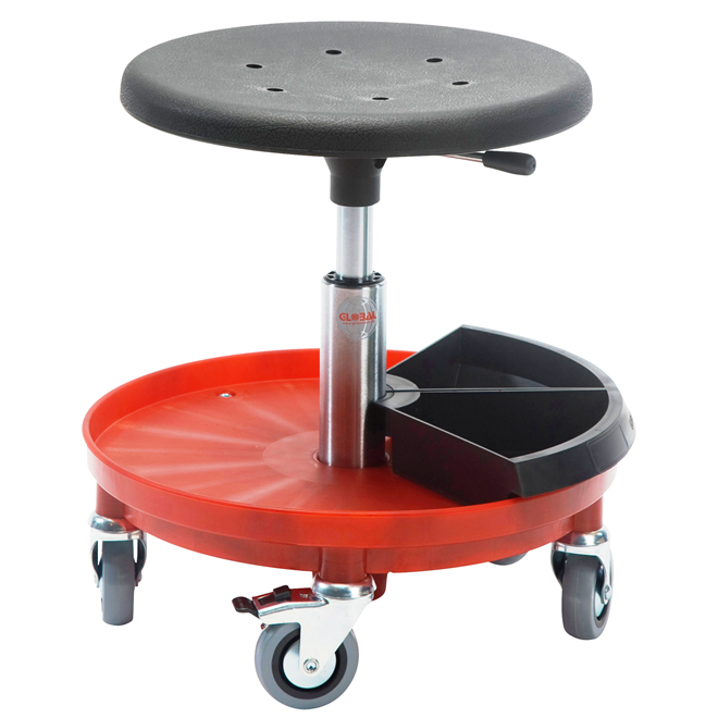 Sigma 400P stool, 370-500mm, red tool tray - Storit