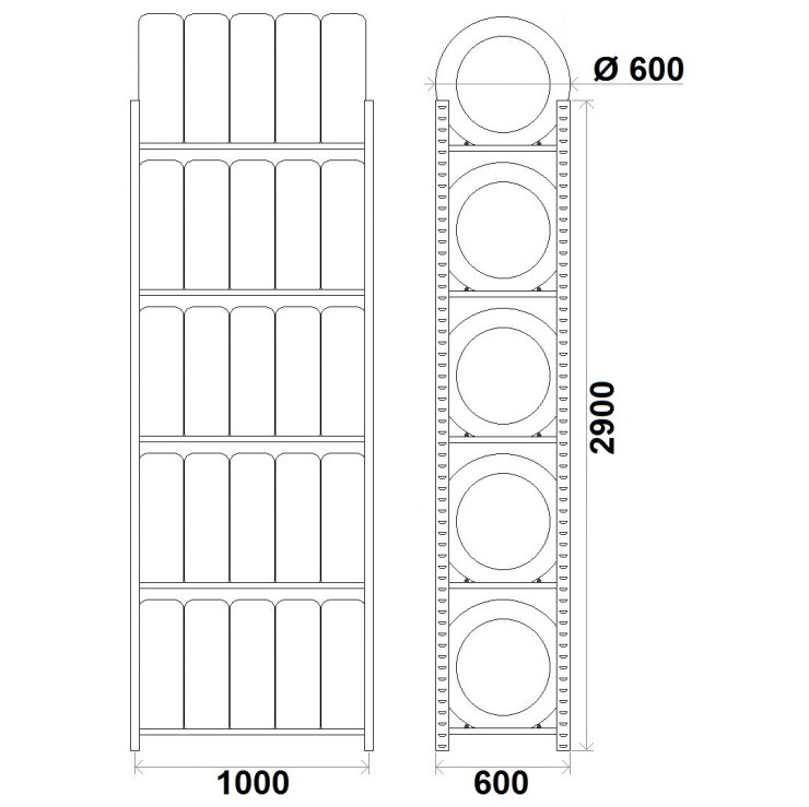 Metro modular tyre rack 600x1000xH3000mm, main part - Storit