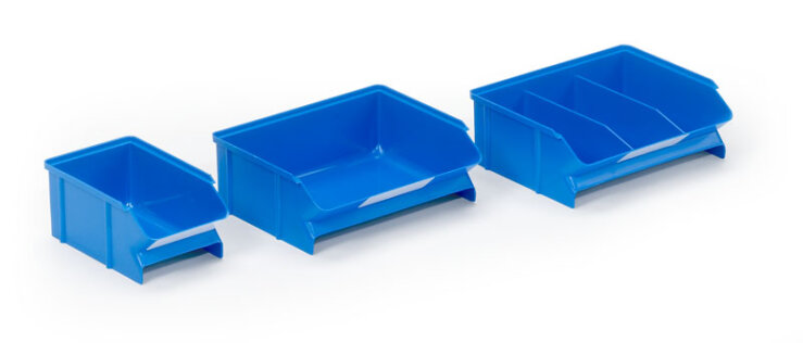 Picking bin 160x198x70 mm with two fixed divider feet, blue - Storit