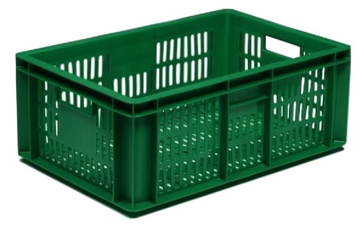 Plastic box 600x400x235 mm, green, perforated - Storit