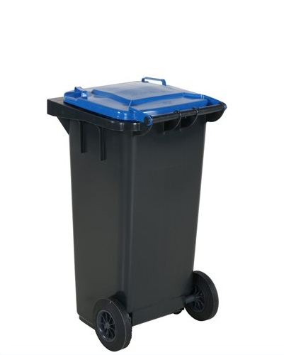Waste container with wheels 120 L, blue lid - Storit