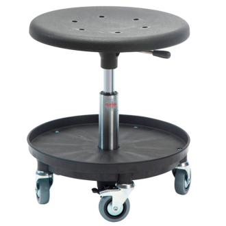 Sigma 400P stool, 370-500mm, BLACK tool tray, seat: PU foam - Storit