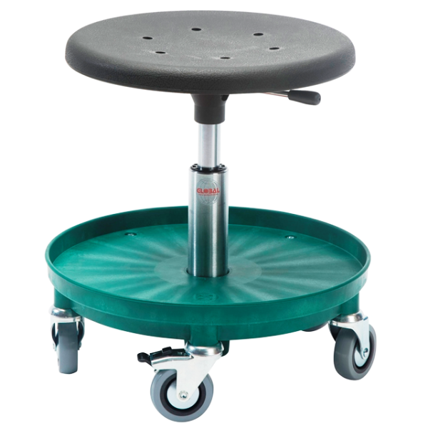 Sigma 400P stool, 370-500mm, green tool tray - Storit