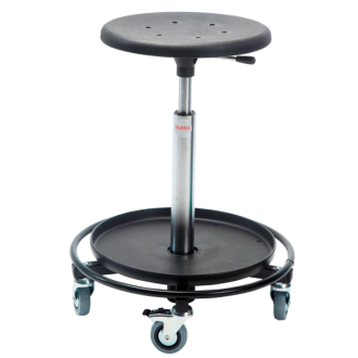 Sigma 480RS stool with castors, 540-800 mm, with a foot rest ring and tool tray - Storit