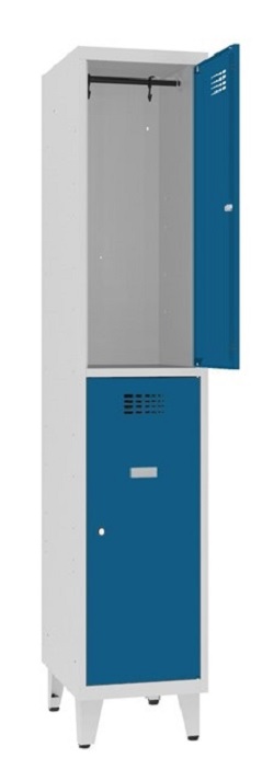 Compartment locker on legs 1x400mm x2, RAL7035/5010 - Storit