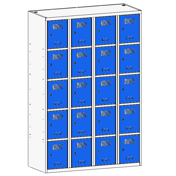 Compartment locker on legs 4x300mm x5, RAL7035/5010 - Storit