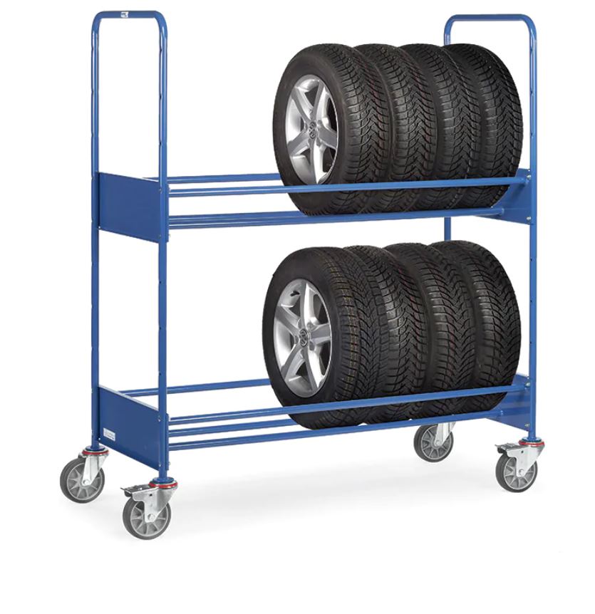 Tyre rack with wheels H1725xL1540mm, blue - Storit