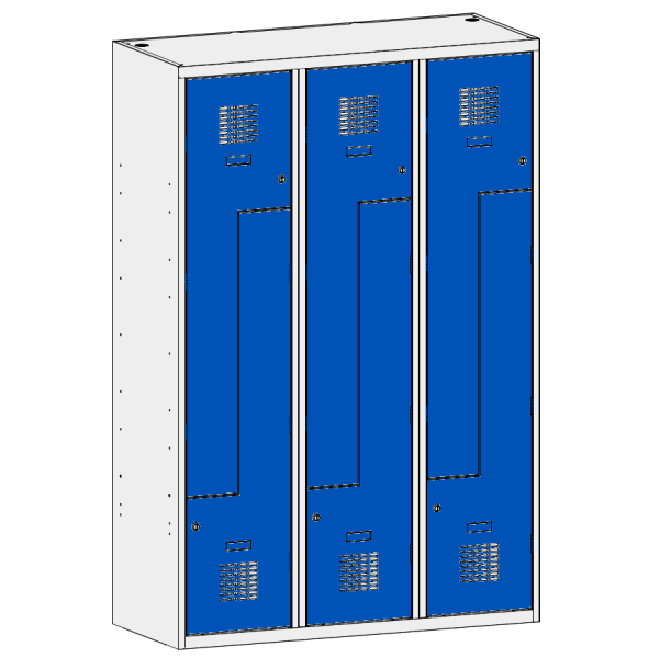 Wardrobe locker S 3x400mm, RAL7035/5010 - Storit