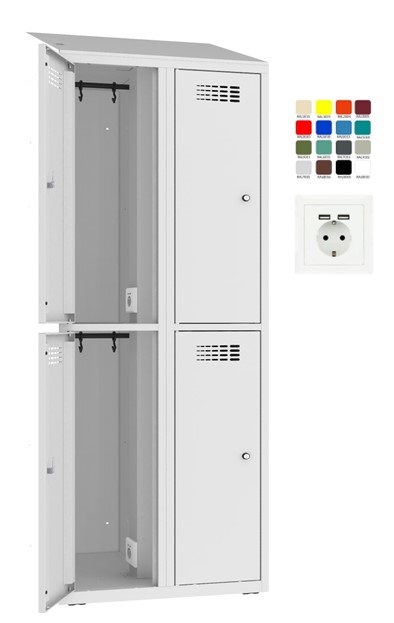 Шкаф Storit для хранения вещей 2×400мм x2, 220V+USBRAL7035/5012 - Storit