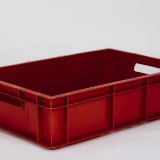 Box for bakery products 26 L 600,400,15mm, red, perforated bottom - Storit