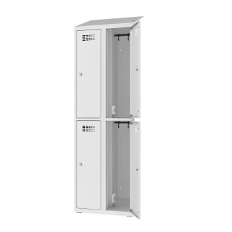 Compartment locker 2x400mm x2, 220V+USB, RAL7035/5012 - Storit