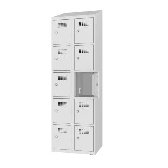Compartment locker 2x400mm x5, 220V+USB, RAL7035/5012 - Storit