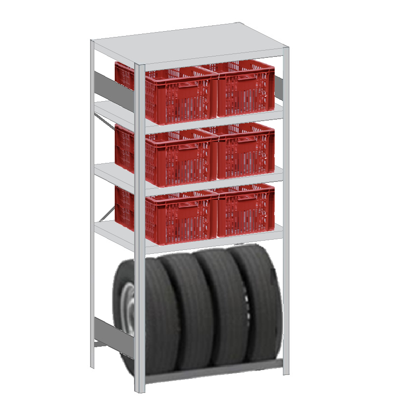 Garage shelf METRO 500x1000xH2100 with storage boxes - Storit