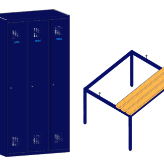 Wardrobe locker 3×300 with a bench - Storit