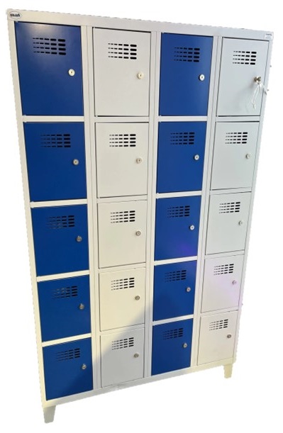 Compartment locker Storit 4x300mm x5 on legs, RAL7035/5010-7035 - Storit