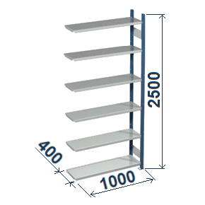 Metro 400x1000xH2500mm modular rack, extension - Storit