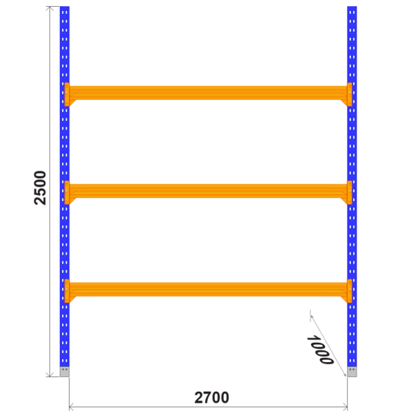 LongSpan rack 1000x2700xH2500mm, main part - Storit