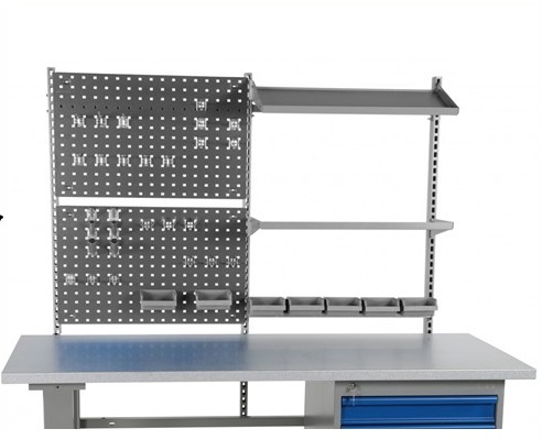 Perforated panels with accessories for work tables in 2000 mm width, RAL7016 - Storit
