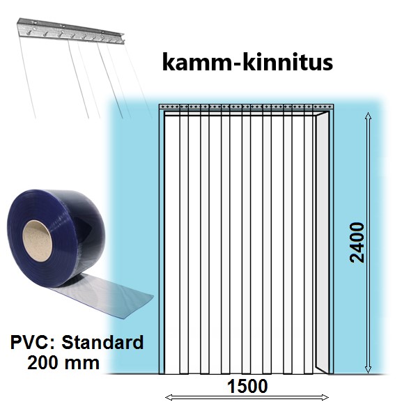 PVC curtain 1500×2400 mm, hook-type fastening - Storit