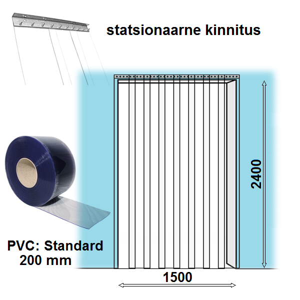 Завеса из ПВХ, стандартная (высота = 2400 мм, длина = 1500 мм) - Storit