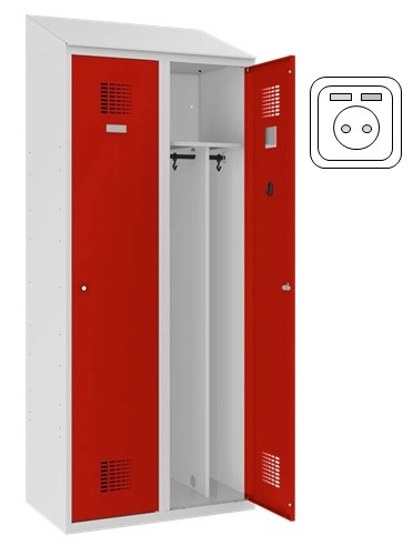 Wardrobe locker Storit 2×400 mm, 220V+USB, RAL7035/3020 - Storit