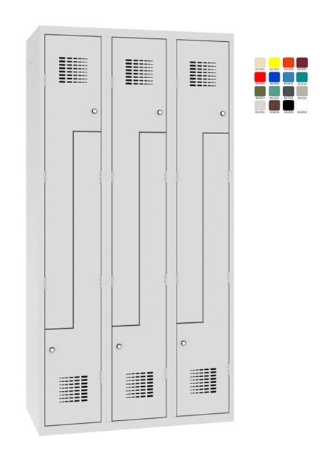 Wardrobe locker Storit S-door 3×300 mm, RAL7035/7035 - Storit