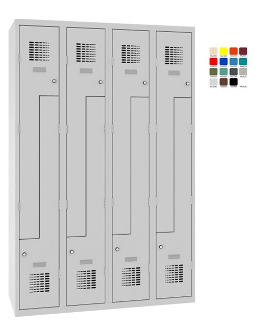 Wardrobe locker Storit S-door 4×300 mm, RAL7035/7035 - Storit