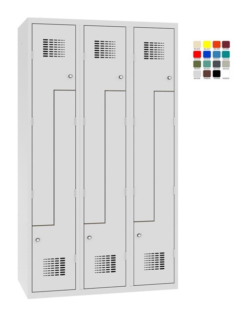 Wardrobe locker Storit S-door 3×400 mm, RAL7035/7035 - Storit
