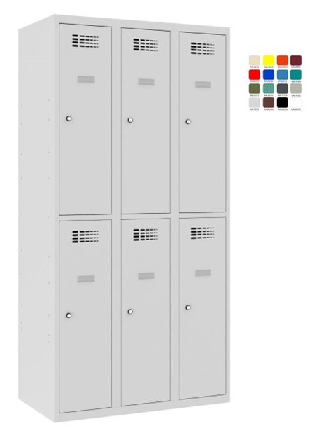 Compartment locker 3x400mm x2, RAL7035/7035 - Storit