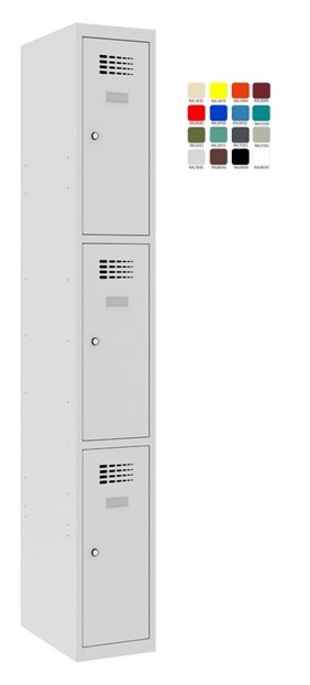 Compartment locker Storit 1x300mm x3, RAL7035/7035 - Storit