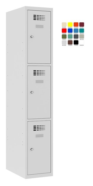 Lokerokaappi 1x400mm x3, RAL7035/7035 - Storit