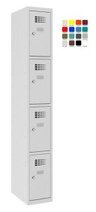 Compartment locker 1x300mm x4, RAL7035/7035 - Storit