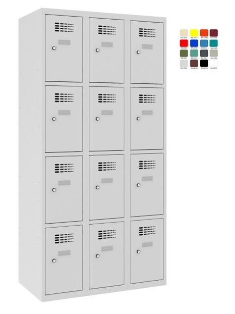 Compartment locker 3x300mm x4, RAL7035/7035 - Storit