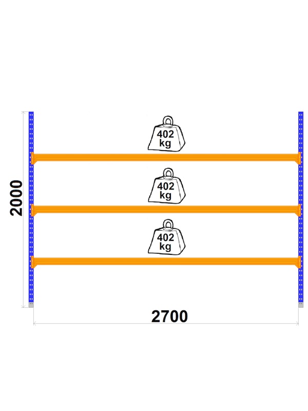 Plaukts-zils-un-oranzs-LongSpan-2700-x-800-x-2000-mm-pamatsekcija-46201